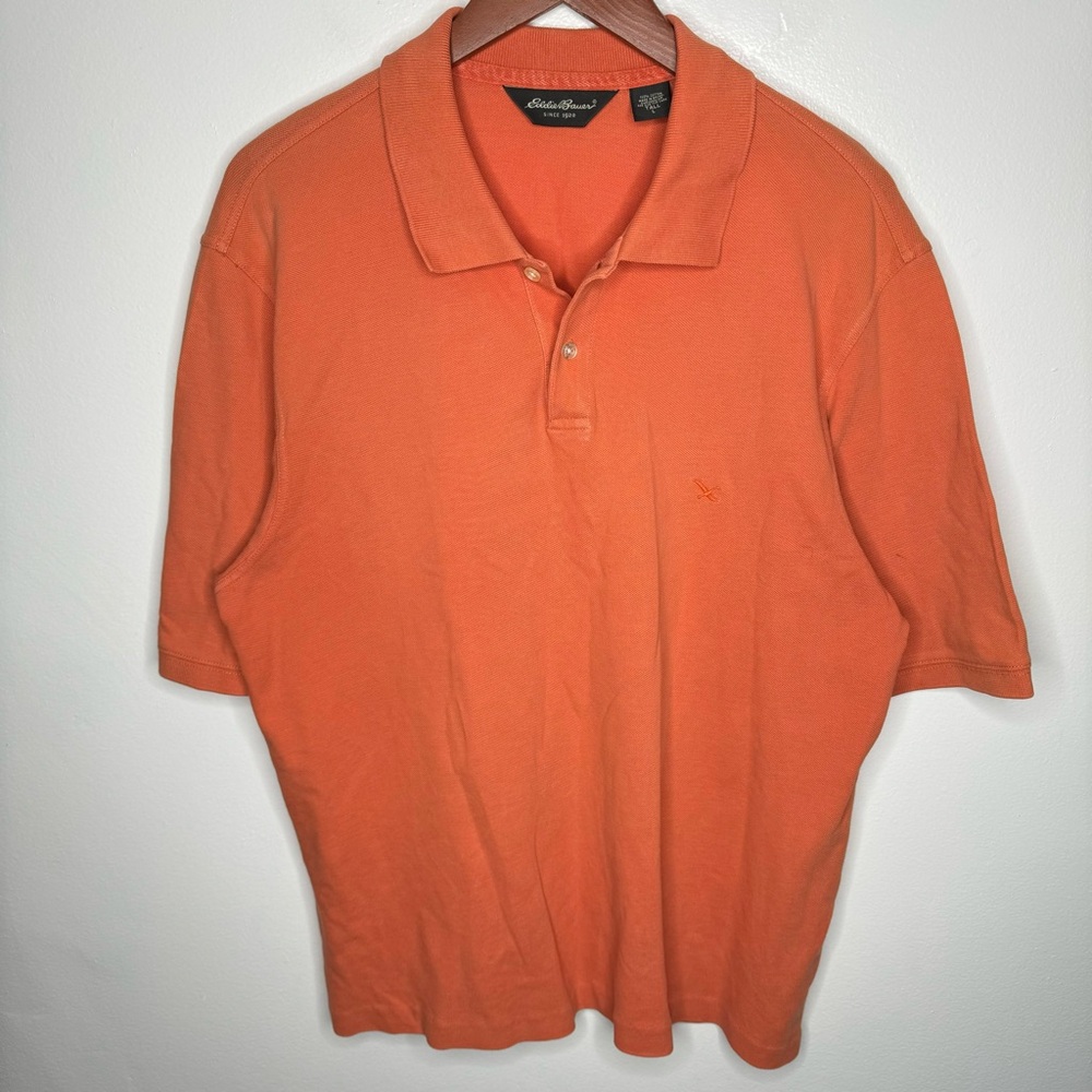 Eddie Bauer 100% Cotton‎ Orange Polo Shirt Size L-Tall